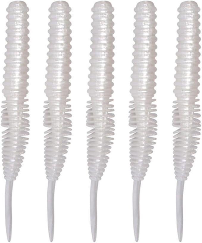 Soft Swimbait Plastic Fishing Lures 5PCS Tapeworm Fihsing Lure Worms Threaded Maggots Lures Segmented for Saltwater Freshwater Fishing