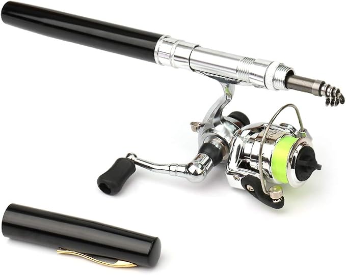 Lixada Fishing Rod Reel Combo Mini Pen Fishing Pole Kit Telescopic Fishing Rod Spinning Reel Combo Kit