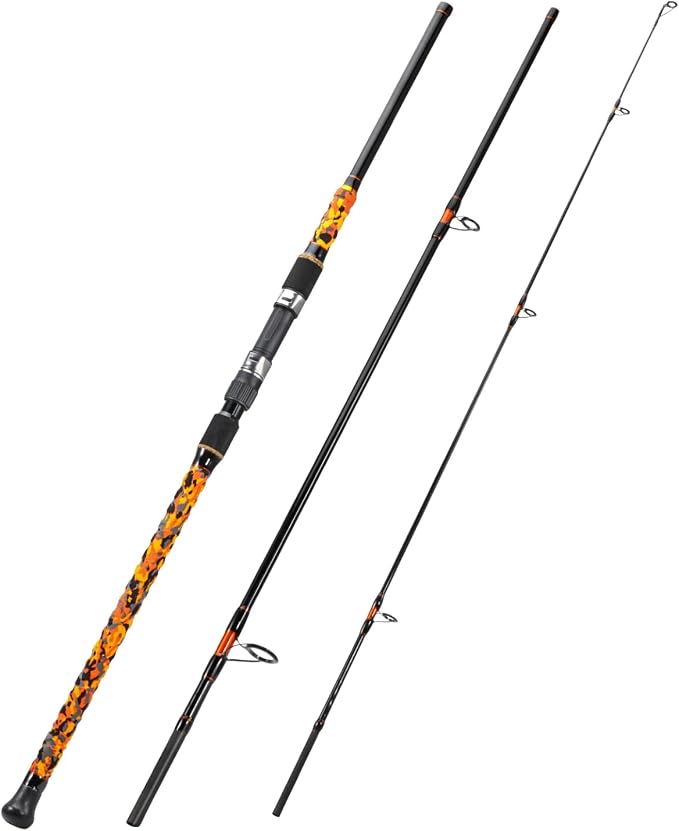 Sougayilang Surf Spinning Fishing Rod Carbon Travel Surf Rod M/MH 3 Piece Spinning Fishing Rod 9'/10'/11'/12'