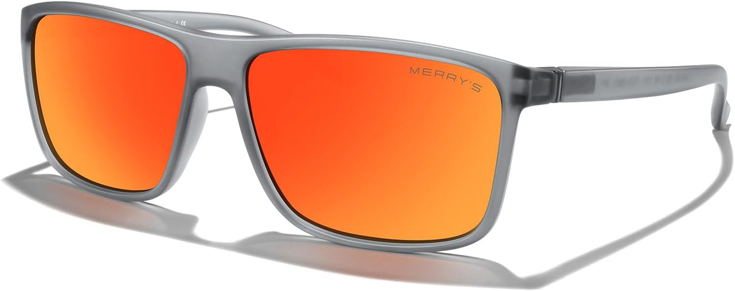 MERRY'S Rectangular Polarized Sports Sunglasses for Men Women Cycling Driving Fishing UV400 Protection S8225