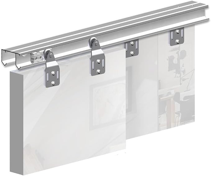 Sliding Closet Door Hardware Kit - 47-inch Double Track for 2 Bypass Doors Up to 100lbs - SLID'UP 110
