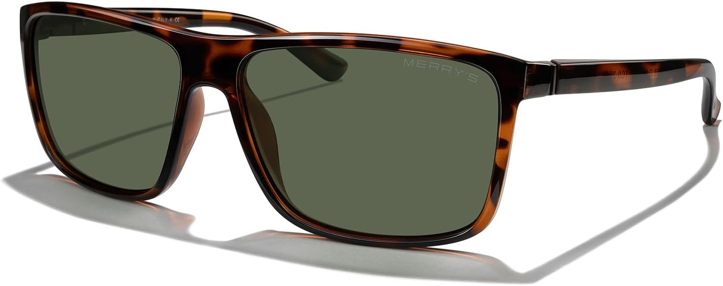 MERRY'S Rectangular Polarized Sports Sunglasses for Men Women Cycling Driving Fishing UV400 Protection S8225