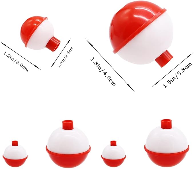 60 PCS Fishing Floats,Hard ABS Fishing Bobber Bulk,Push Button Round Buoy Floats for Fishing Tackle Accessories,1/1.5 Inch