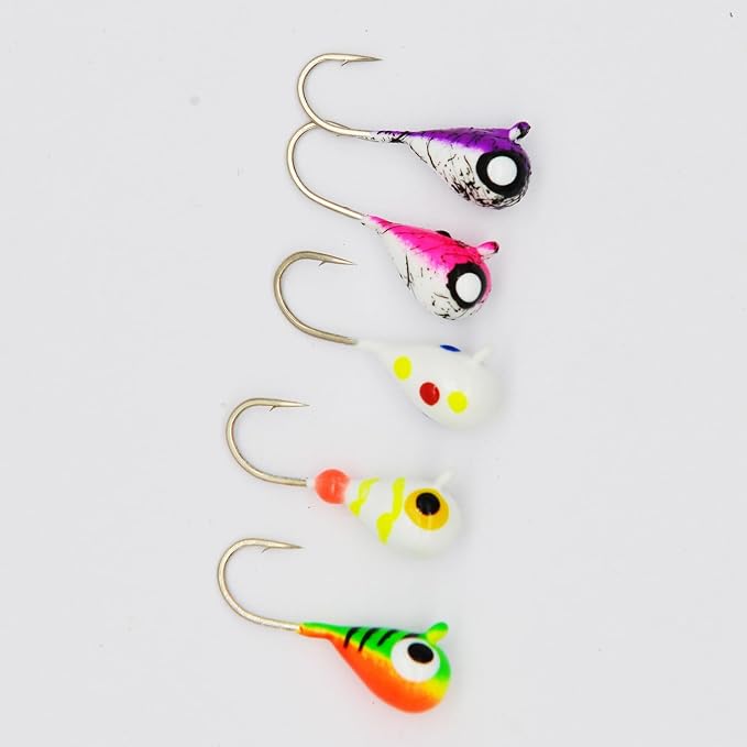 Tungsten Ice Fishing Jig Set Ice Fishing Lures, Max Sensitive Tungsten Tear Drop Ice Jig Head Hook for Panfish, Crappie, Walleye, Perch, Trout, Bluegill