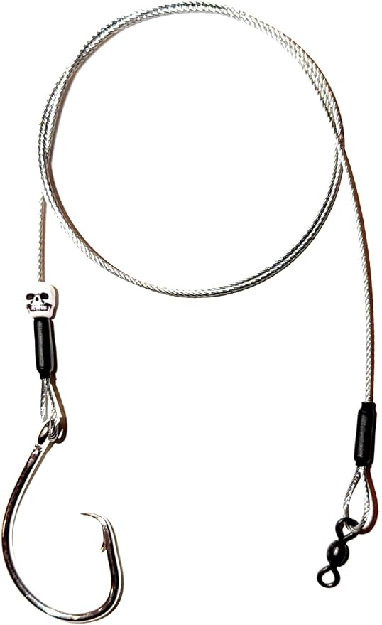 Head Hunter Pro Shark Rig, Bite-Proof Leader with 12/0 Inline Circle Hook, 400lb Swivel, Heavy Duty Shark Rig