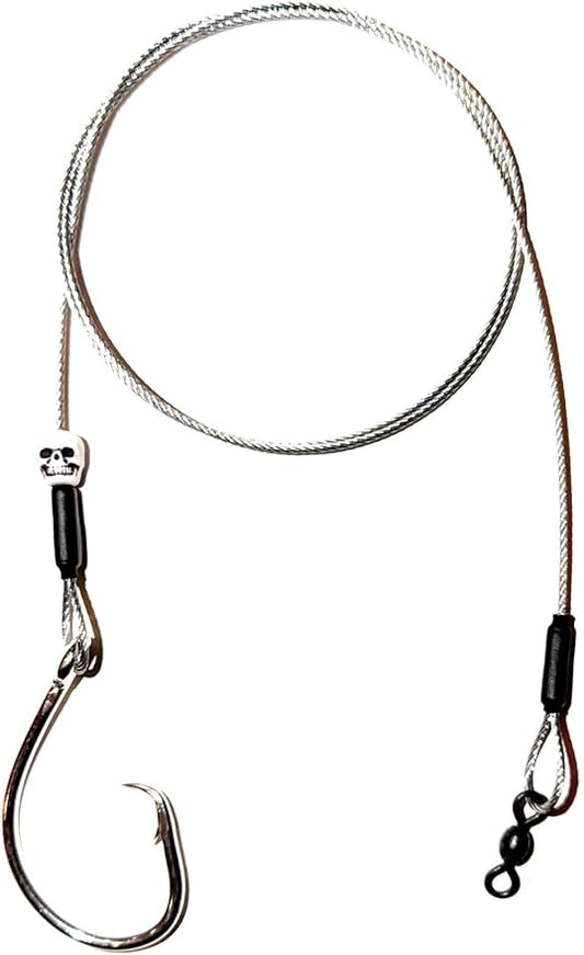 Head Hunter Pro Shark Rig, Bite-Proof Leader with 12/0 Inline Circle Hook, 400lb Swivel, Heavy Duty Shark Rig