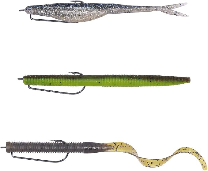 Offset-Worm-Hooks-for-Bass-Fishing-Round Bend Plastic Worms Texas Rig Hook Black Red 1/0 2/0 3/0 4/0