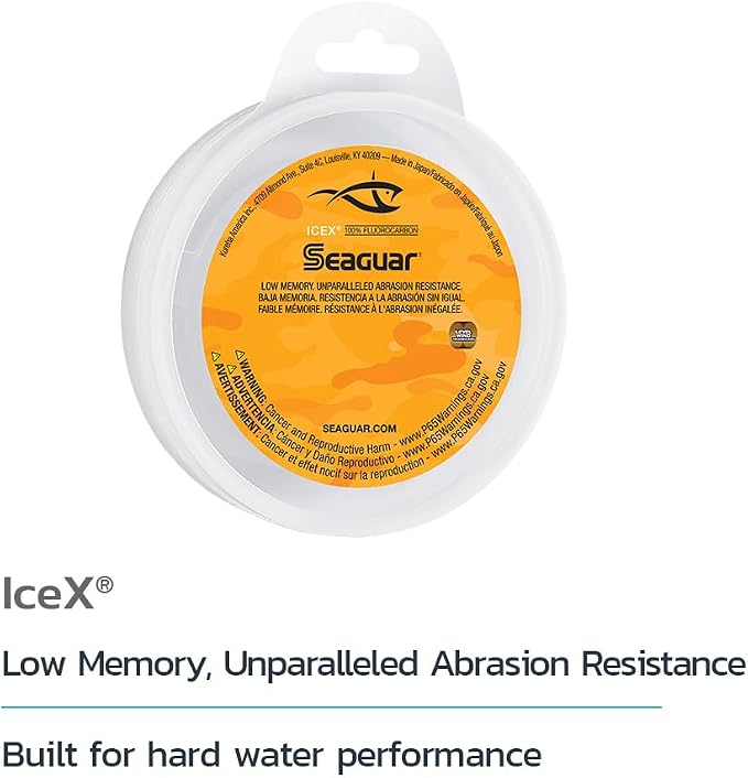Seaguar IceX 100% Fluorocarbon Fishing Line, Abrasion Resistance, Made for Hard Water