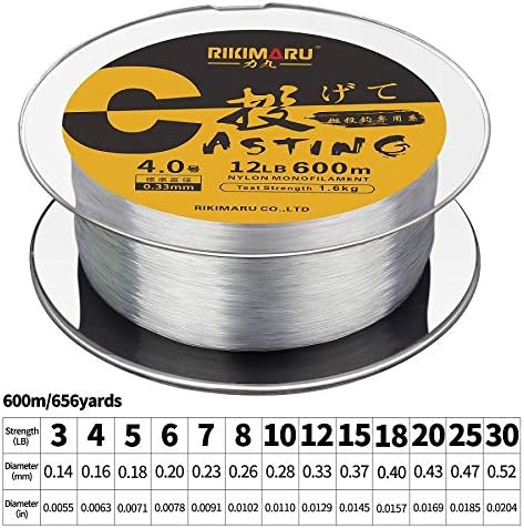 RIKIMARU Premium Monofilament Fishing Line-Strong and Abrasion Resistant Mono Line-Superior Nylon Material Fishing Line