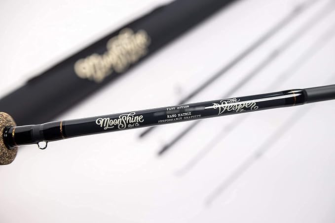 Moonshine Rod Company Fast Action Fly Fishing Rod – Carbon Fiber Graphite Rod with Zippered Travel Case – Drifter II, Vesper, Epiphany ESN, Outcast, Phantom & Rambler Series - 2WT up to 12WT Rods