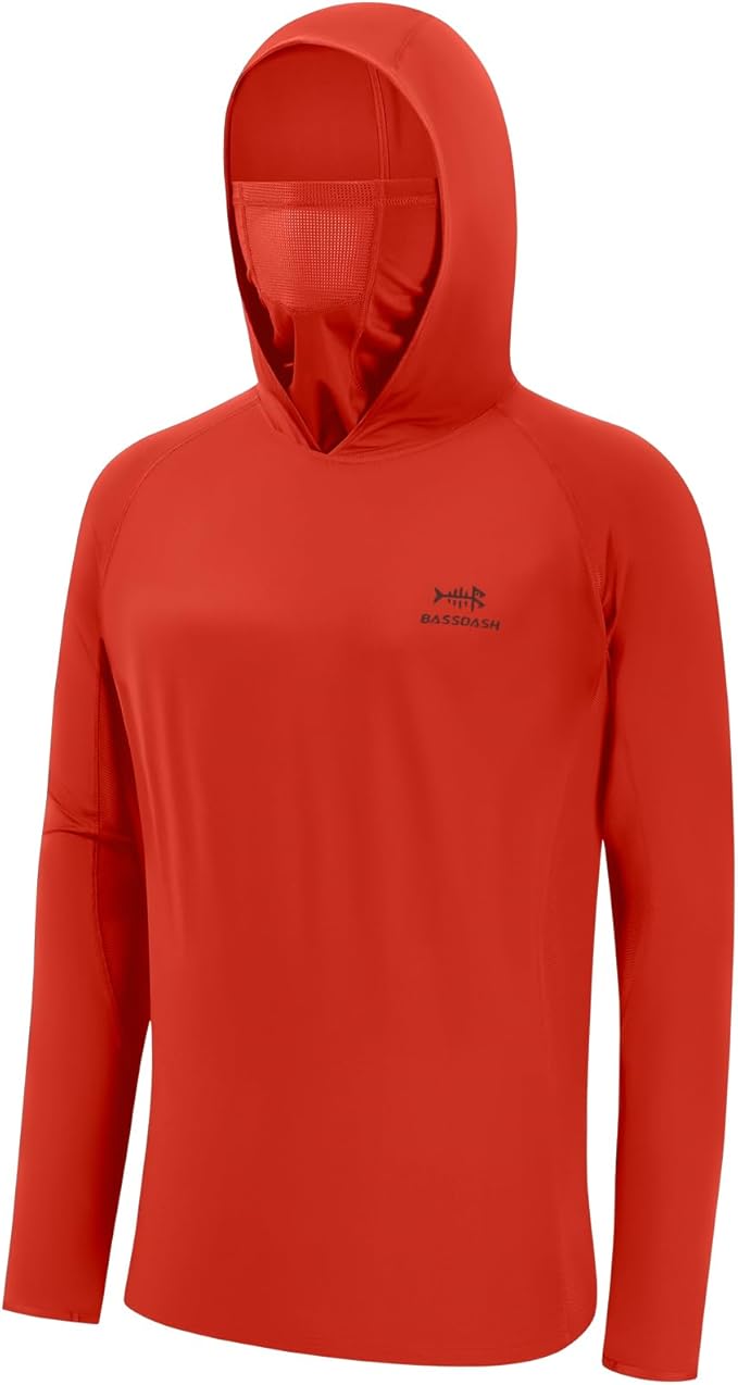 BASSDASH UPF 50+ Men’s Long Sleeve Fishing Shirt with Mask UV Neck Gaiter Hoodie