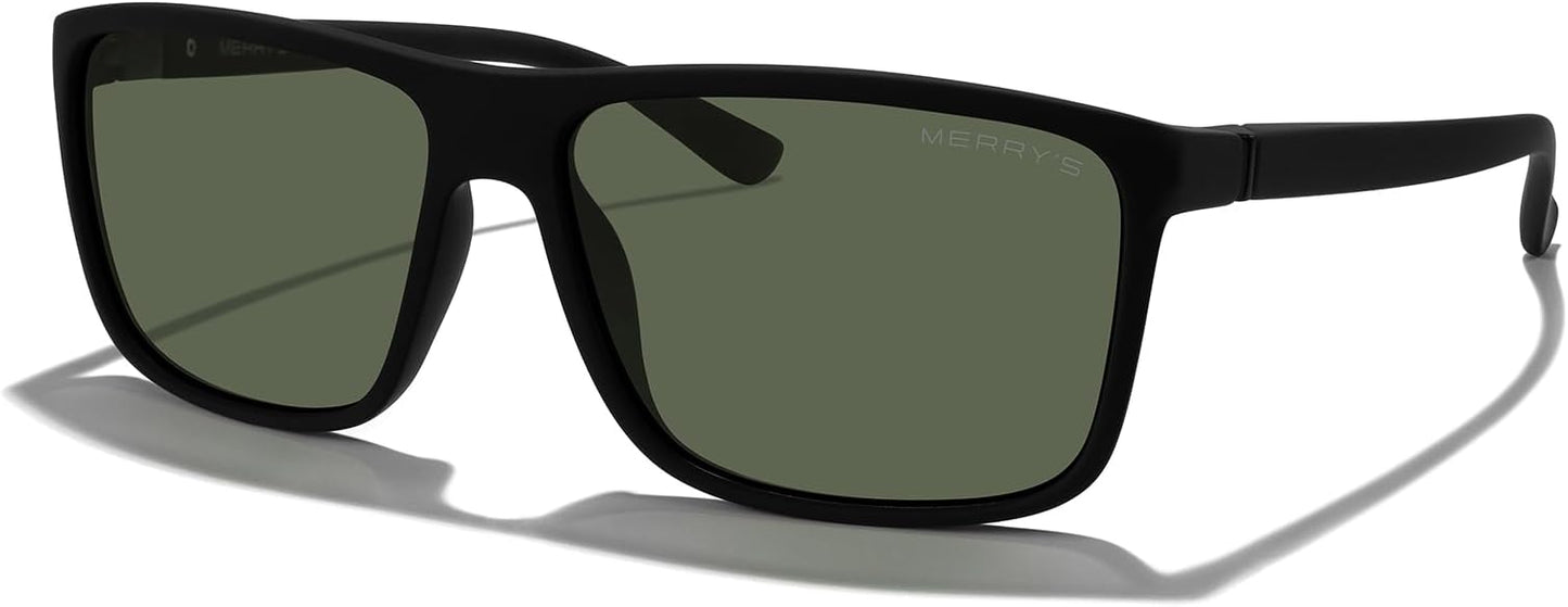 MERRY'S Rectangular Polarized Sports Sunglasses for Men Women Cycling Driving Fishing UV400 Protection S8225