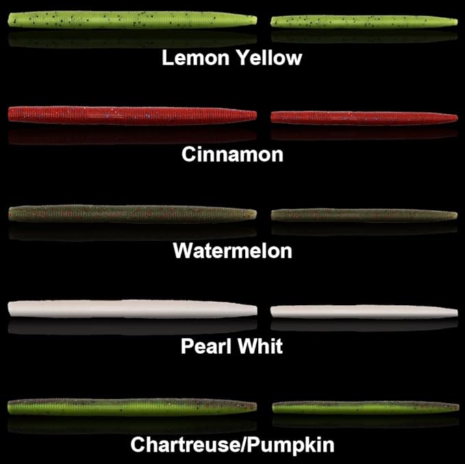 Wacky-Worms-Bass-Fishing-Lure-Kit-Wacky-Rig-Worms-Soft-Plastic-Stick-Baits3 4" 5" 6 inch