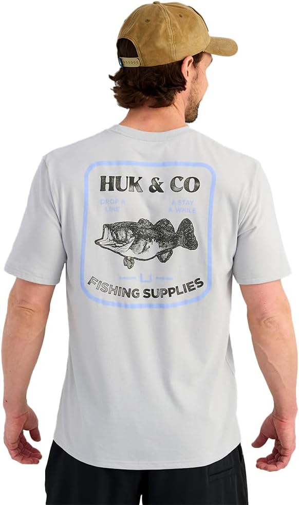 HUK Mens Performance Fishing Logo Tee, Short Sleeve T-Shirt for Men