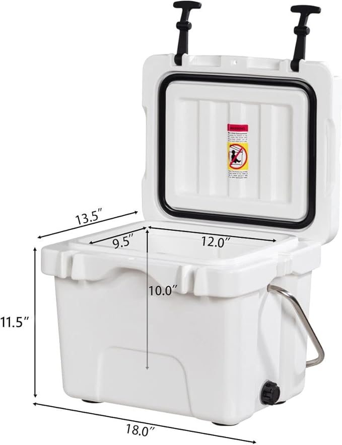 Goplus 16 Quart Cooler, 24-Can Capacity Ice Chest with 2 Cup Holders, 3-5 Days Ice Retention, Portable Insulated Ice Box for Camping, Fishing Outdoor Activities