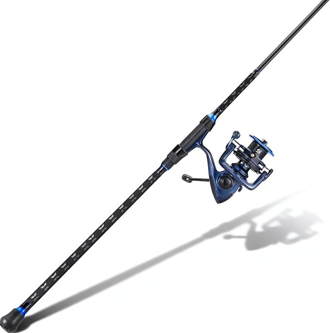 SOUGAYILANG Surf Fishing Rod and Reel Combo, Heavy 3-Piece Travel Spinning Rod with Reel for Red Drum, Striped Bass, Beach & Saltwater Fishing(9'/10'/11'/12')