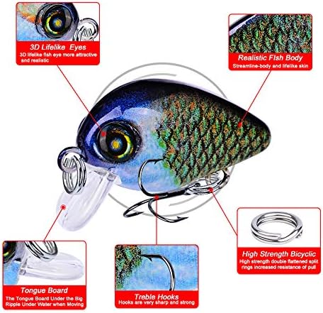 Mini Crankbait Fishing Lures Kits Swimbait Wobbler Hard Baits for Bass Trout Pike Freshwater and Saltwater 10pc-20pc/pack