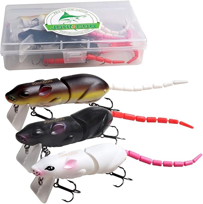 JOHNCOO Swimbait Hard Artificial Baits Mouse Fishing Lures Multi Jointed Fishing Lures Kit for Pike Bass