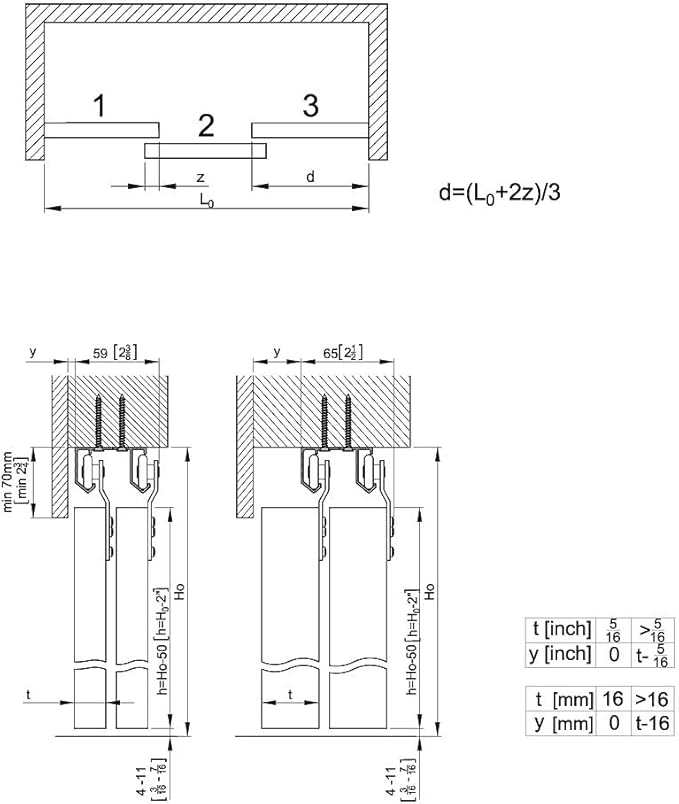 Sliding Closet Door Hardware Kit - 94-inch Double Track for 2 Or 3 Bypass Doors Up to 100lbs - SLID'UP 110