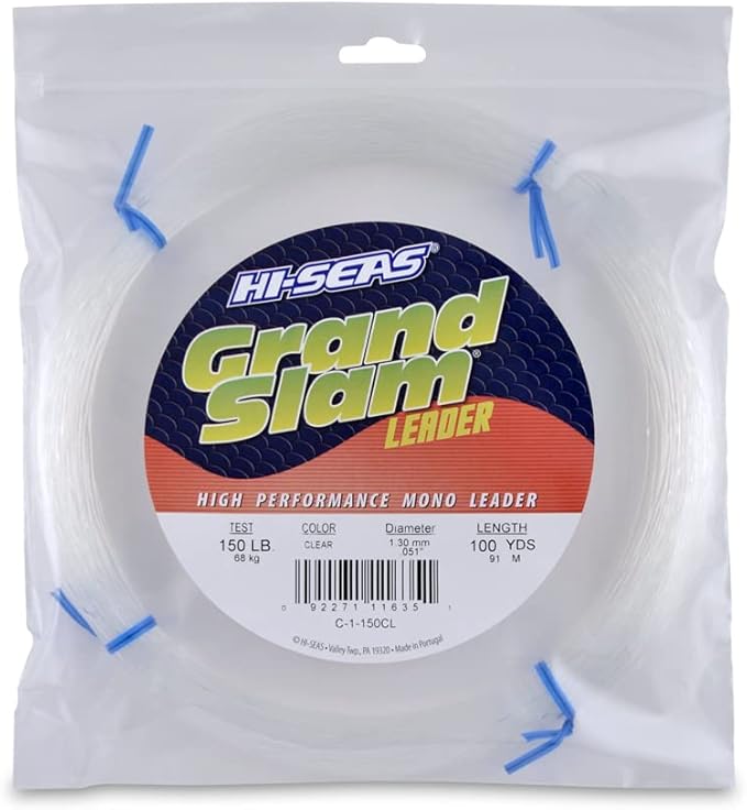 HI-SEAS Grand Slam Monofilament Fishing Leader - Superior Strong Clear Black, for Freshwater & Saltwater Big Game Bottom Fishing, Trolling