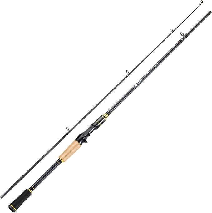 Sougayilang Fishing Rod 24-Ton Carbon&Glass Fiber Composite Spinning and Casting Rod, 2 Piece for Bass Trout Crappie Travel Fishing- 6'0"