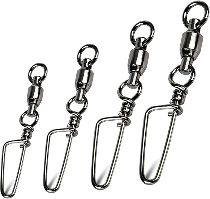 Snap Fishing Swivels Ball Bearing Black Nickel Ball Bearing Swivels Saltwater Heavy Duty Barrel Swivels for Freshwater Saltwater Fishing