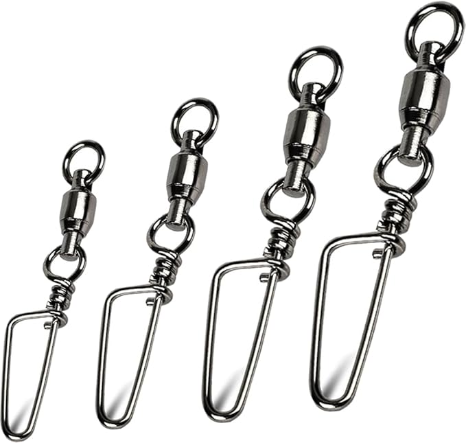 Snap Fishing Swivels Ball Bearing Black Nickel Ball Bearing Swivels Saltwater Heavy Duty Barrel Swivels for Freshwater Saltwater Fishing