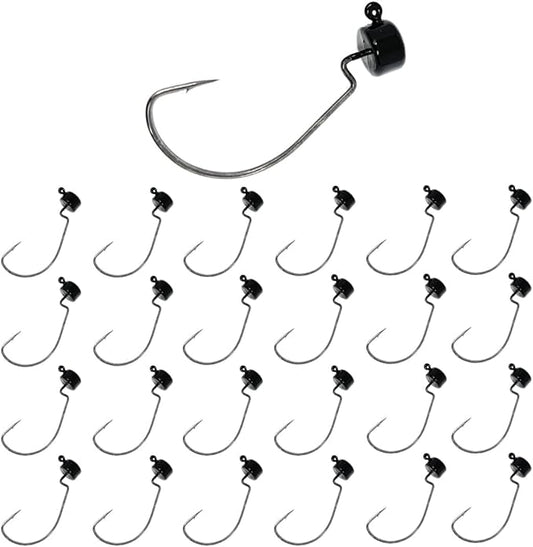 Reaction Tackle Ned Rig Jig Heads - Mushroom Jig Head Shroom jigs, Bass Fishing Lures, Fishing Tackle Finesse Jig Fishing Hooks (25-Pack Kit)