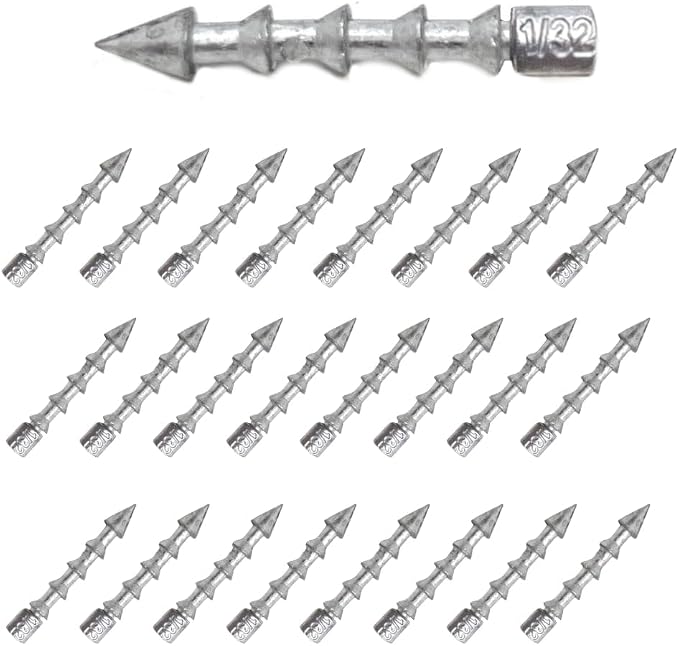 Reaction Tackle Lead Nail Weights for Plastic Worms, Wacky Rig and Neko Rig - Insert Pencil Sinkers for Bass Fishing Soft Plastic Lures - 25-Pack