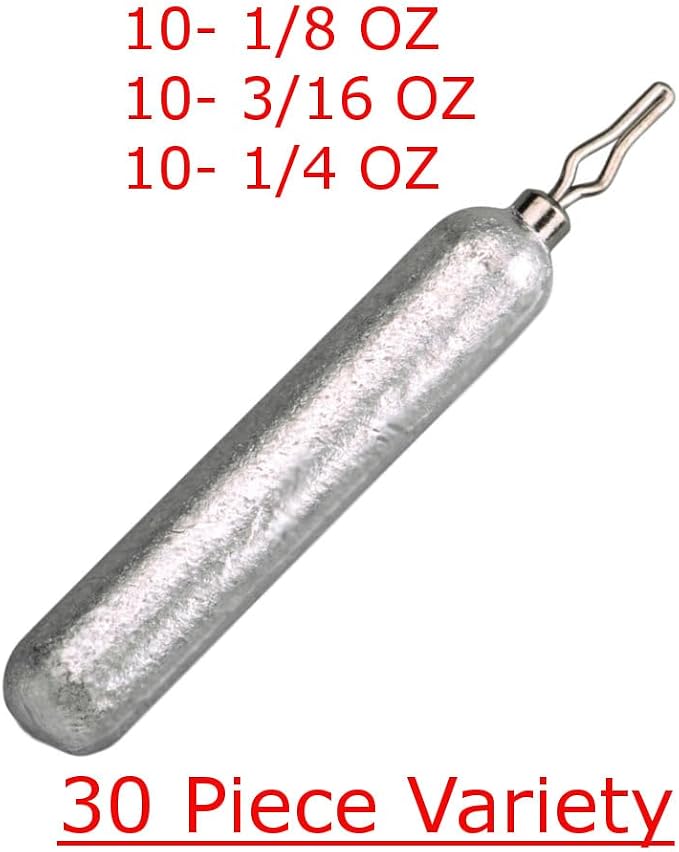 Reaction Tackle Lead Drop Shot Weights for Bass Fishing - Freshwater & Saltwater - Skinny Pencil Shaped Sinkers for Drop Shot Rig