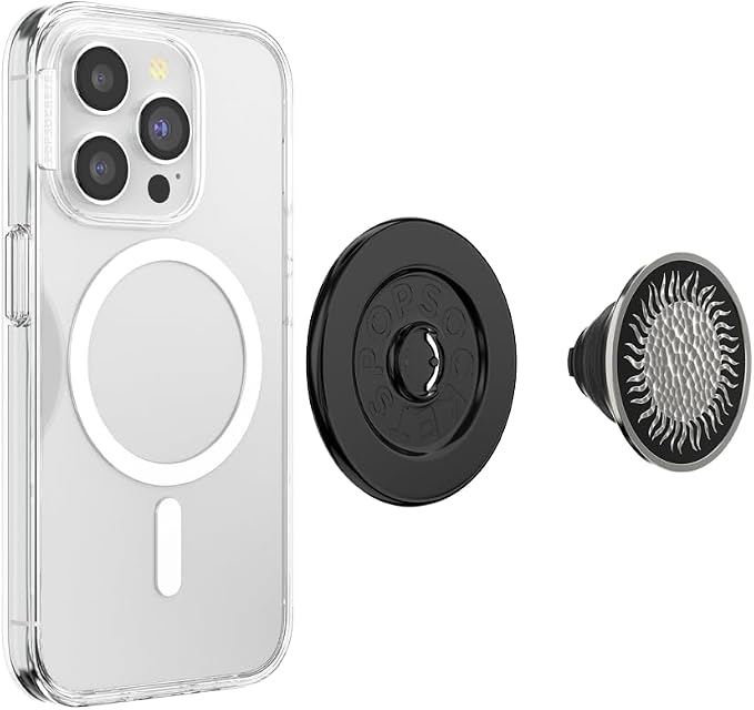 PopSockets Phone Grip for MagSafe, Magnetic Holder, Phone Stand, Black - Hammered Sun Black