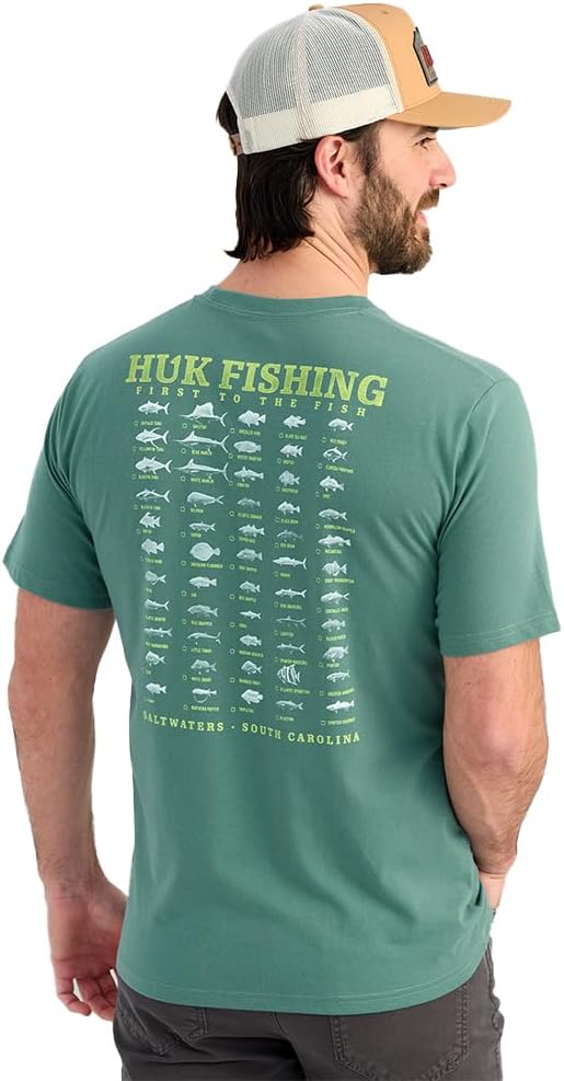 HUK Mens Performance Fishing Logo Tee, Short Sleeve T-Shirt for Men