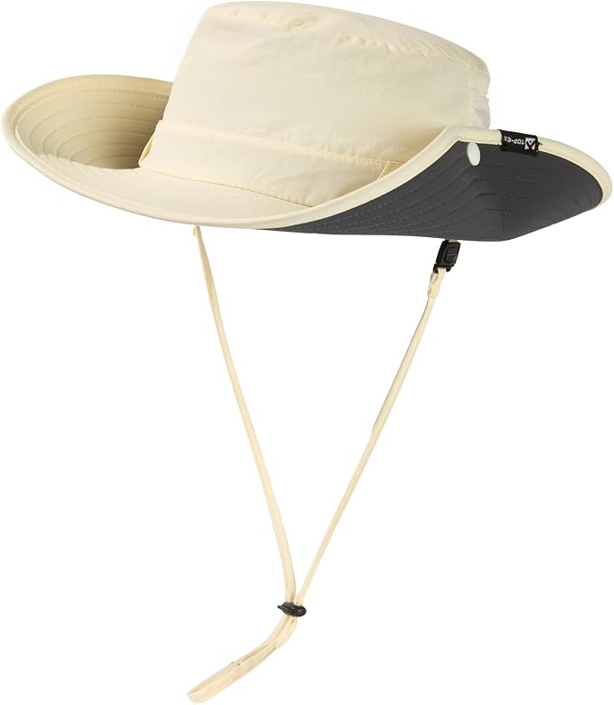 TOP-EX Men's Wide Brim Sun Hat UPF 50+ Waterproof, Packable Breathable Mesh Boonie Bucket Cap for Hiking Fishing Safari