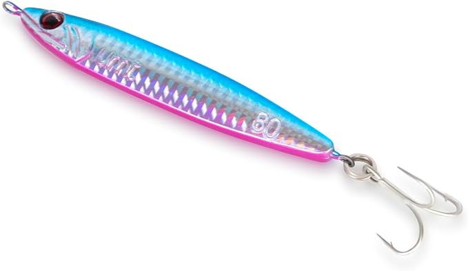 UMT 80g Saltwater Fishing Jigs for Sea Bass, Fluke, Porgy 1, 5, 10 Packs - Set with Treble Hook, Multi-Colors - Saltwater & Freshwater Compatible Fishing Lure
