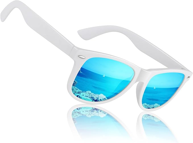 Sunier Polarized Sunglasses for Men and Women, Retro Square Matte Finish UV400 Protection Shades for Driving, Fishing