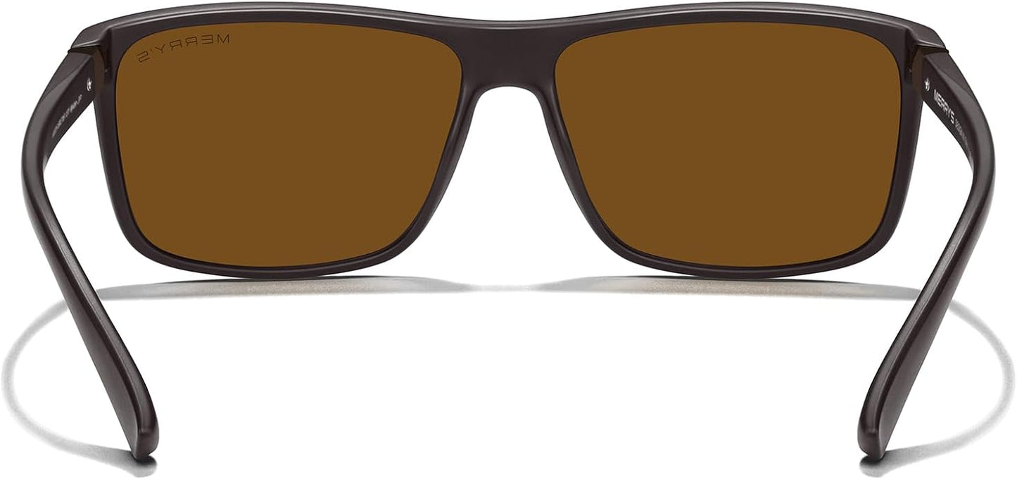 MERRY'S Rectangular Polarized Sports Sunglasses for Men Women Cycling Driving Fishing UV400 Protection S8225