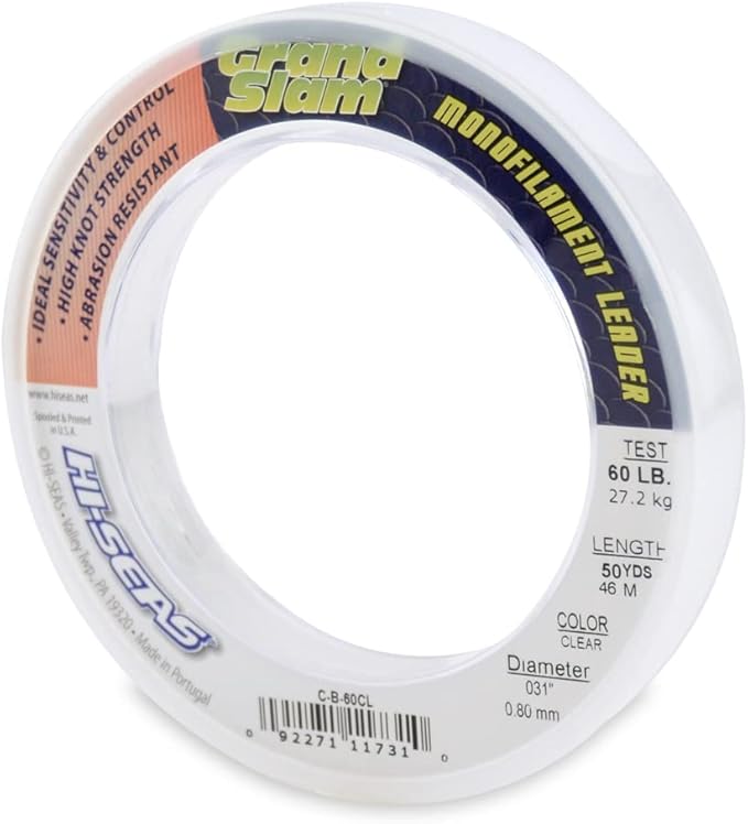 HI-SEAS Grand Slam Monofilament Fishing Leader - Superior Strong Clear Black, for Freshwater & Saltwater Big Game Bottom Fishing, Trolling