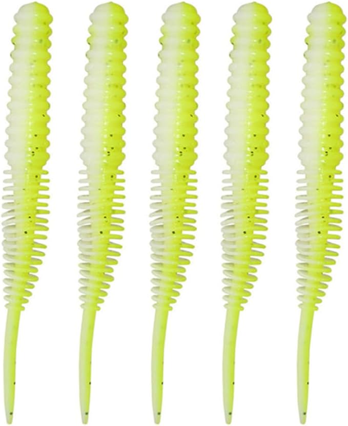 Soft Swimbait Plastic Fishing Lures 5PCS Tapeworm Fihsing Lure Worms Threaded Maggots Lures Segmented for Saltwater Freshwater Fishing