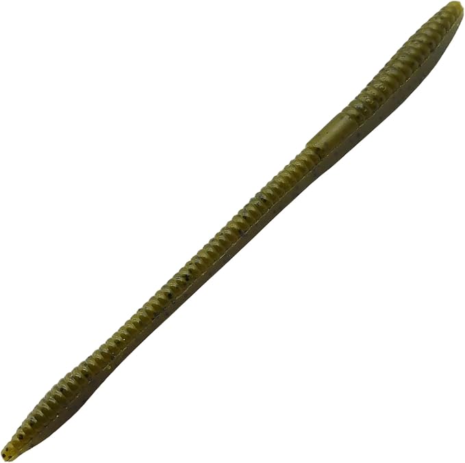 Soft Plastic Worm Lures for Bass Fishing, 6 inch Finesse Ribbed Worm Bait for Drop Shot, Shaky Head, Neko & Texas Rig, Natural Fall, Salt Infused, 12-Pack