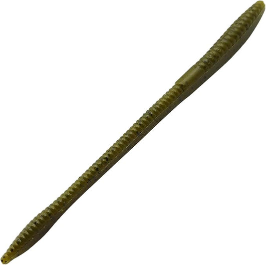 Soft Plastic Worm Lures for Bass Fishing, 6 inch Finesse Ribbed Worm Bait for Drop Shot, Shaky Head, Neko & Texas Rig, Natural Fall, Salt Infused, 12-Pack