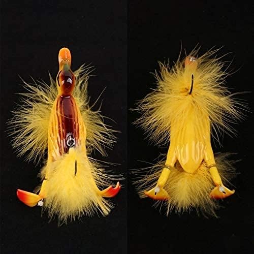 1piece 3D Duck Topwater Fishing Lure Yellow Duckling Floating Artificial Bait Plopping and Splashing Feet Hard Fishing Tackle Geer 12cm 28g