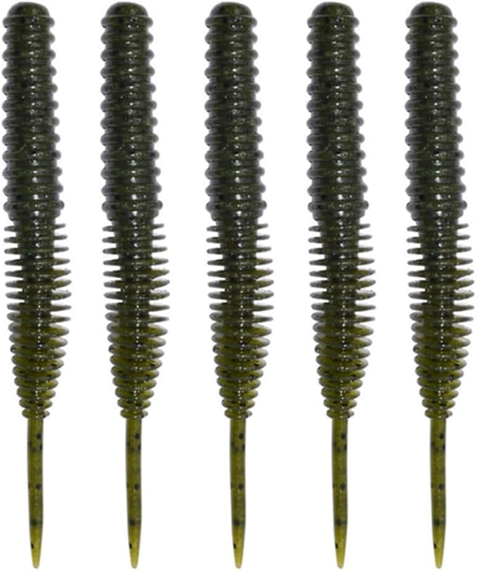 Soft Swimbait Plastic Fishing Lures 5PCS Tapeworm Fihsing Lure Worms Threaded Maggots Lures Segmented for Saltwater Freshwater Fishing