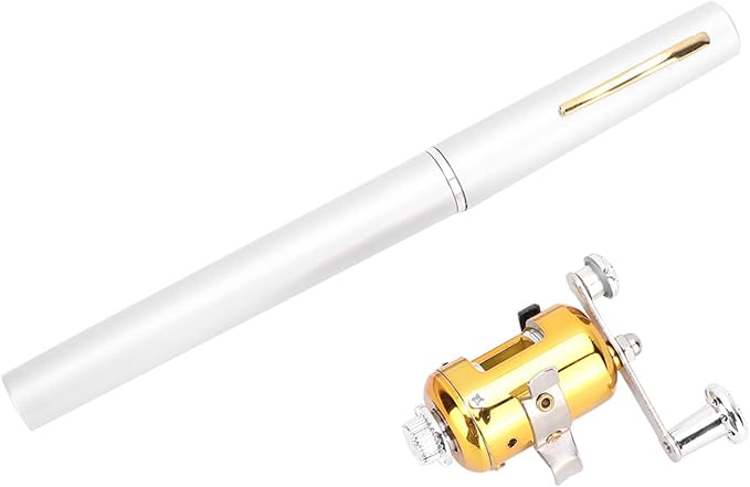 Mini Fishing Rod Reel Combo, Pocket Fish Pole Pen Shape Kit Pockets Size Fishing Rods Portable Telescopic Lightweight Aluminum Alloy Freshwater River Lake Reservoir Saltwater Gift for Man