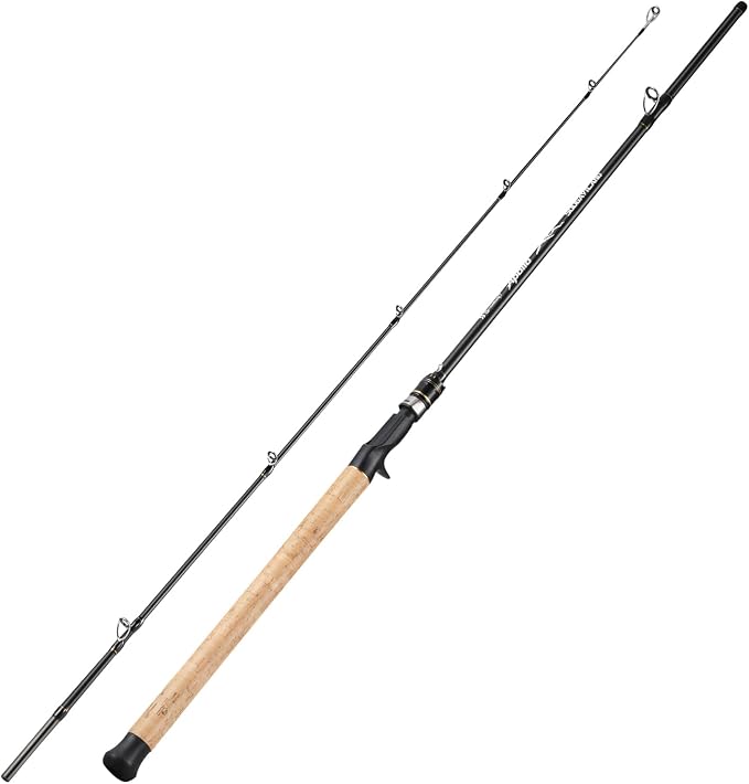 Sougayilang Spinning & Casting Fishing Rods, 2-Piece Strong Carbon&Glass Composite Trolling Rod Offshore Surf Pole for Bass, Trout, Panfish, Catfish