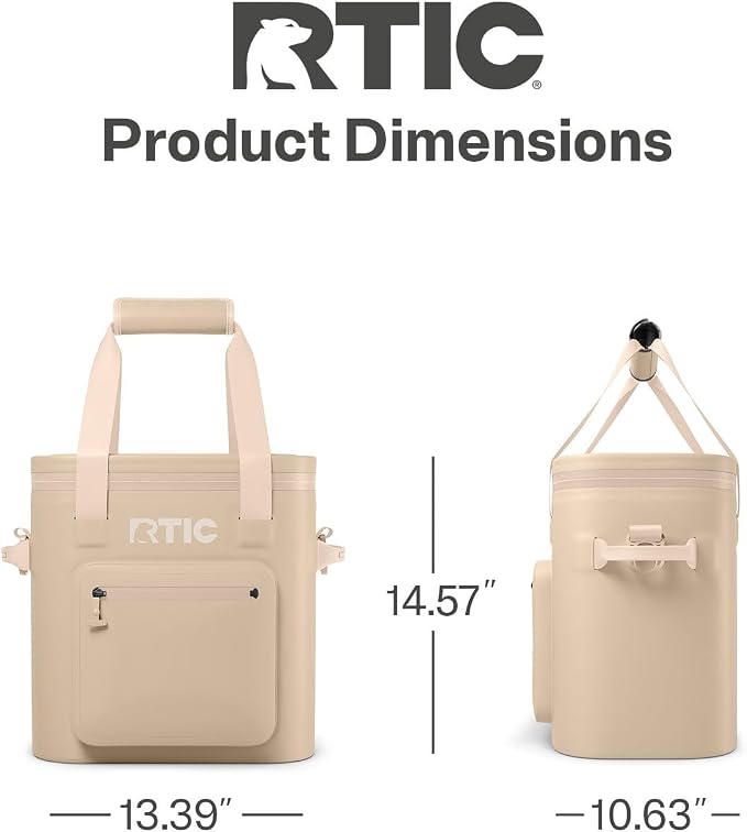 RTIC Ultra-Tough Soft Cooler Pro, Insulated, Waterproof, Leak Proof, Portable Floating Bag for Beverage, Drink, Lunch, Outdoor, Beach, Car, Camping, Picnic, Fishing, Boat