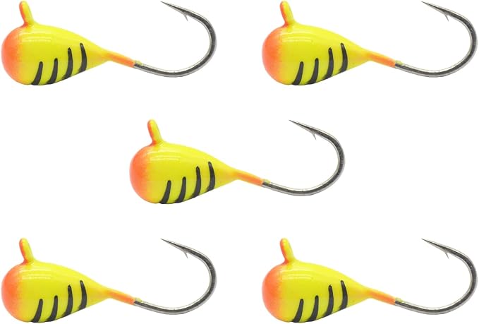 Tungsten Ice Fishing Jig Set Ice Fishing Lures, Max Sensitive Tungsten Tear Drop Ice Jig Head Hook for Panfish, Crappie, Walleye, Perch, Trout, Bluegill