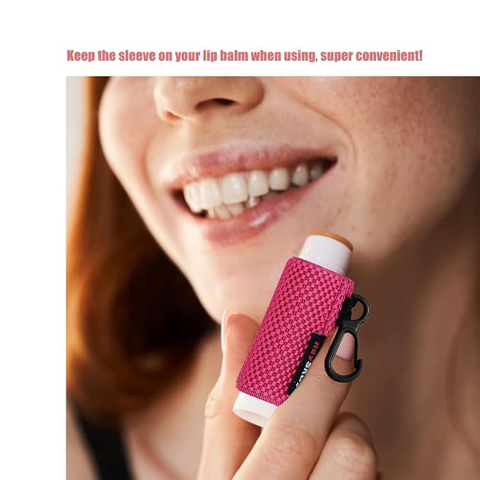 HEYSKAY 5PCS Lip Balm Holder Lip Gloss Sleeves Keychain Lipstick Holder Keychain Chapstick Elastic Sleeves(Fleshpink/Aqua/White/Rose/Black)