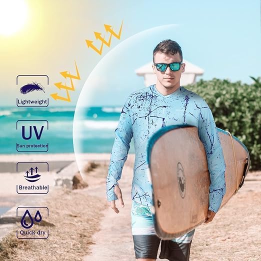 Men's UPF 50+ Sun Protection Hoodie Shirt Long Sleeve SPF Fishing Outdoor UV Hiking Lightweight Shirts