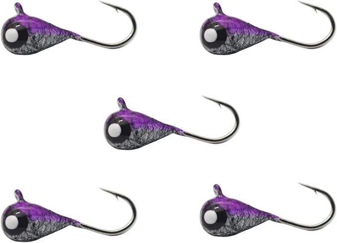 Tungsten Ice Fishing Jig Set Ice Fishing Lures, Max Sensitive Tungsten Tear Drop Ice Jig Head Hook for Panfish, Crappie, Walleye, Perch, Trout, Bluegill