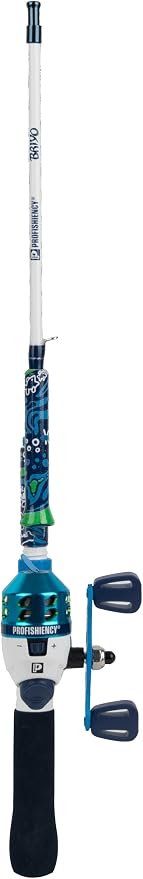 Profishiency Wild Child Pocket Spincast Fishing Combo, 30" Telescopic Fiberglass Rod, Micro Spincast Reel, 4.1:1 Gear Ratio, Pre-Spooled with 6 lb Line